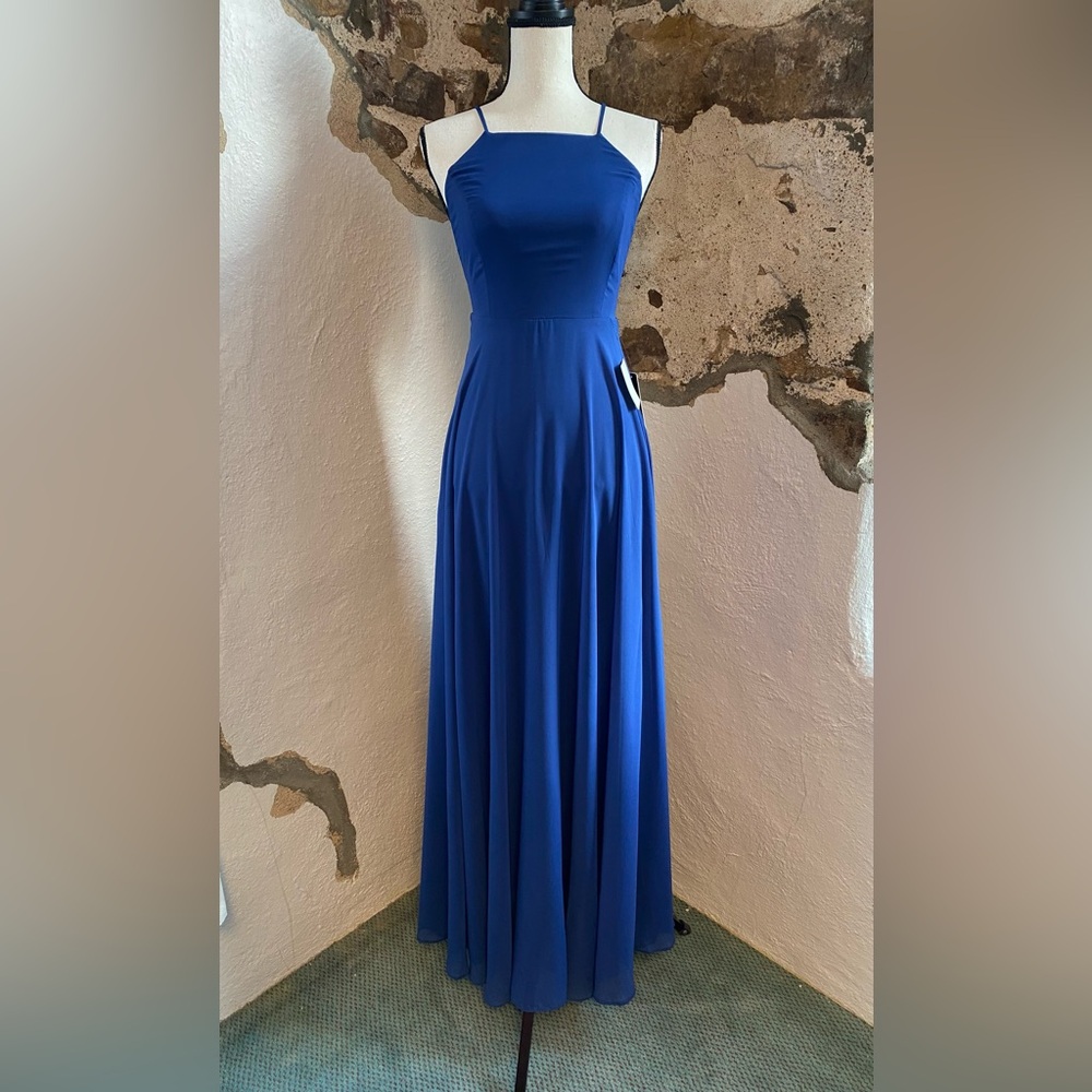 Lulu’s Brand New Blue Halter Cross Back Dress Size XS